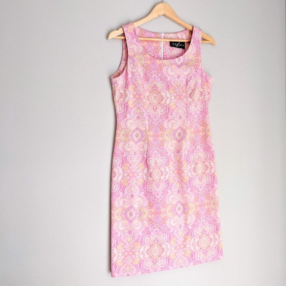 Vintage Algo Paisley Pink Sheath Dress - Picture 2 of 7
